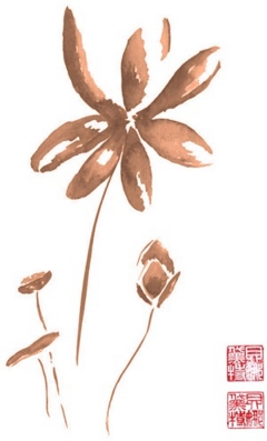 Un dessin à l'encre représentant une fleur